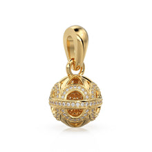 Load image into Gallery viewer, Designer Handmade Pave Diamond Round Ball Luxury 18k Solid Gold Pendant / Jewelry Making Diamond 14k Gold Charm - Jalvi &amp; Co.