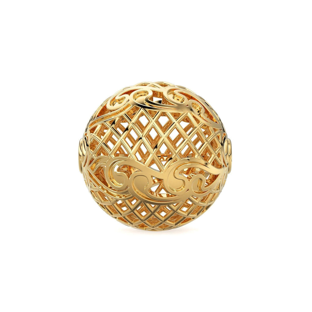 Designer Round Solid Gold 14k 18k Handmade Gold Spacer Bead Jewelry Making Supply available in 11mm - Jalvi & Co.