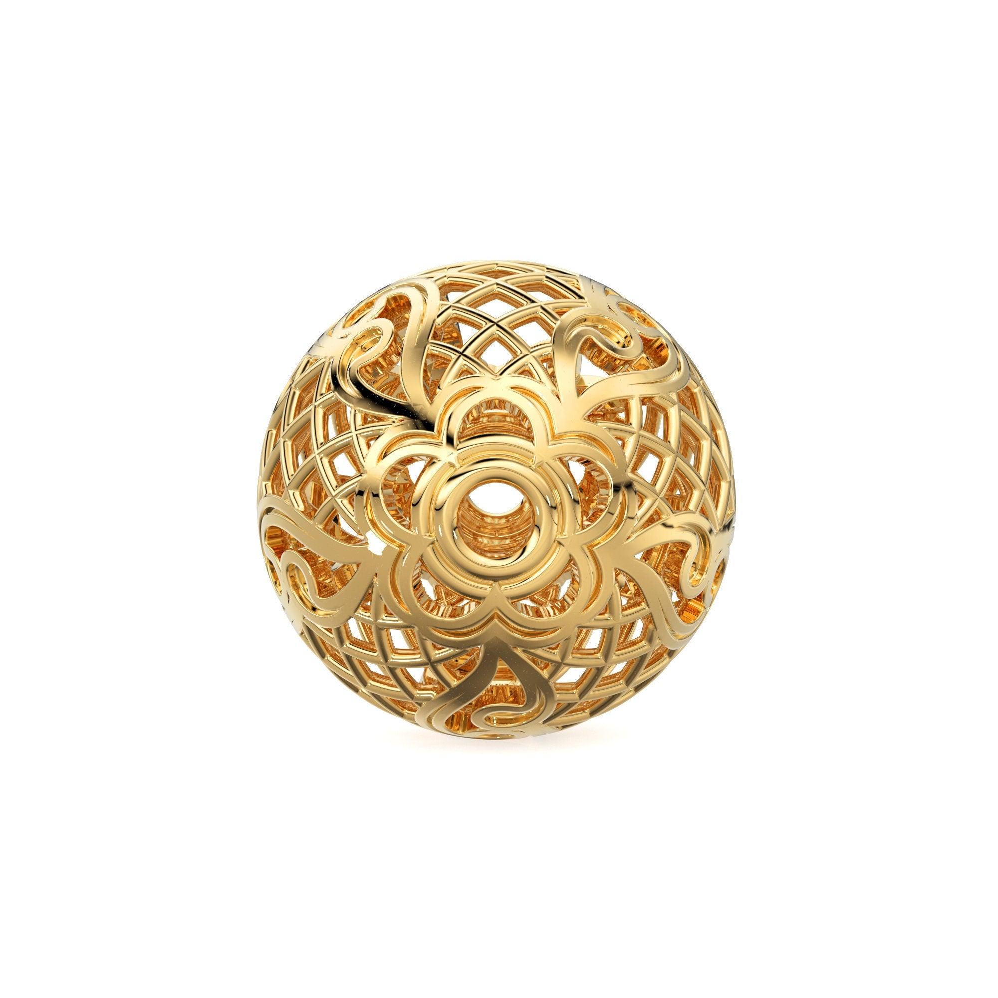 Designer Round Solid Gold 14k 18k Handmade Gold Spacer Bead Jewelry Making  Supply available in 11mm