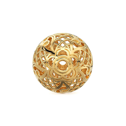 Designer Round Solid Gold 14k 18k Handmade Gold Spacer Bead Jewelry Making Supply available in 11mm - Jalvi & Co.