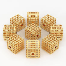 Load image into Gallery viewer, Designer Square Solid Gold Handmade Cage Spacer Gold Bead Finding 7mm 10mm - Jalvi &amp; Co.
