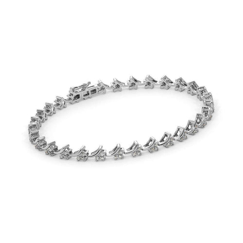 Designer Tennis Bracelet Diamond 14k Solid White Gold Handmade, Tennis Bracelet, Designer Bracelet, White Gold Bracelet, Diamond Bracelet - Jalvi & Co.