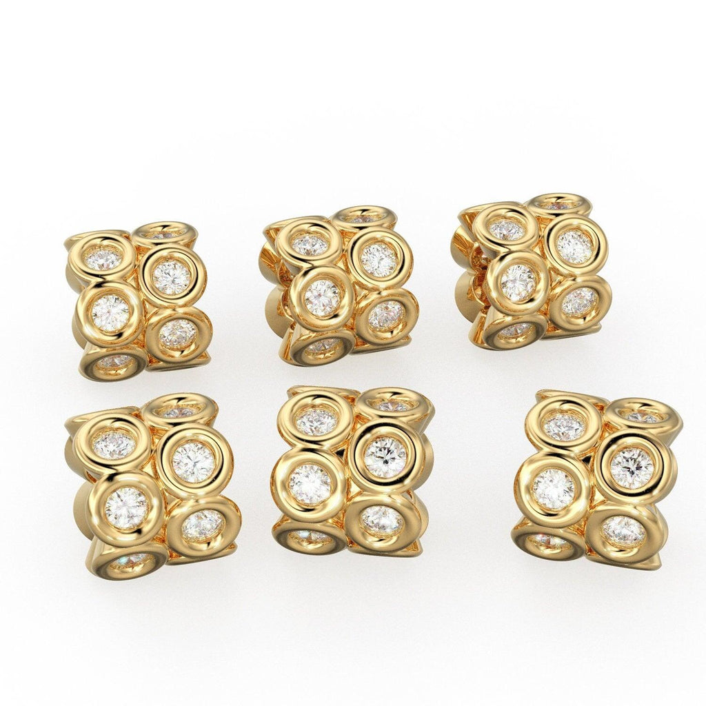 Diamond 18k Solid Yellow Gold 4mm Diamond Eternity Rondelle Wheel Beads - Jalvi & Co.