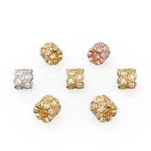 Load image into Gallery viewer, Diamond 18k Solid Yellow Gold 4mm Diamond Eternity Rondelle Wheel Beads - Jalvi &amp; Co.