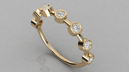 Diamond Band / 14k Gold Bezel Setting Round Cut Diamond Ring / Stackable Anniversary Band / Infinity Band - Jalvi & Co.