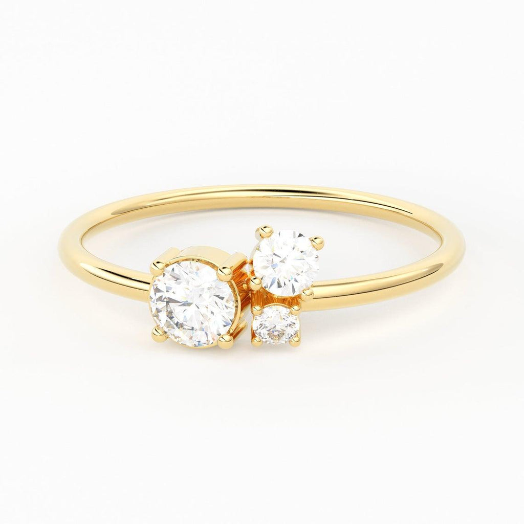 Diamond Band in 14k Gold / 3 Stone Gold Ring / Gold Band White Diamond Ring / Anniversary Gift - Jalvi & Co.