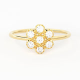 Diamond Band in 14k Gold / Floral Rose Gold Ring / Gold Band White Diamond Ring / Anniversary Gift