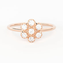 Load image into Gallery viewer, Diamond Band in 14k Gold / Floral Rose Gold Ring / Gold Band White Diamond Ring / Anniversary Gift - Jalvi &amp; Co.