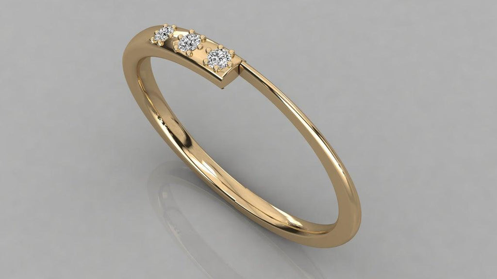 Diamond Band in 14k Gold / Rose Gold Diamond Ring / Gold Band White Diamond Ring / Stackable Diamond Ring - Jalvi & Co.