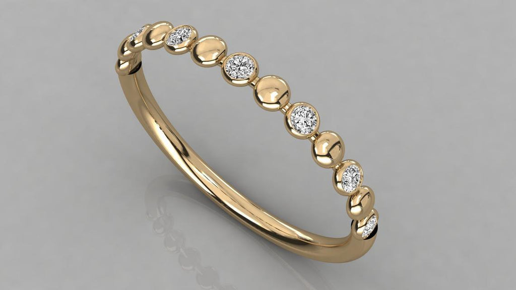 Diamond Band in 14k Gold / Round Diamond Ring / Gold Band White Diamond Ring / Engagement Ring - Jalvi & Co.