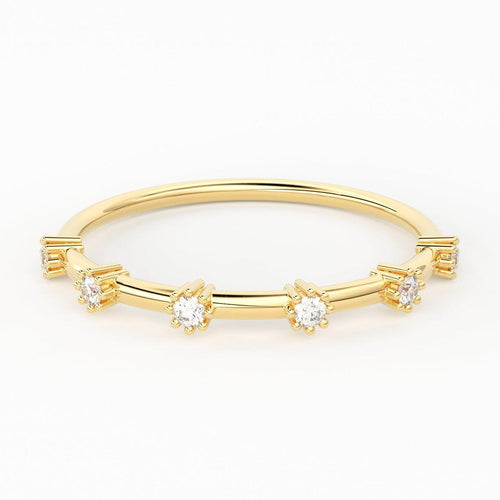 Diamond Band in 14k Gold / Stackable Gold Ring / Gold Band White Diamond Ring / Anniversary Gift - Jalvi & Co.