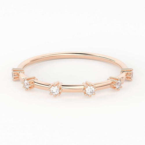 Diamond Band in 14k Gold / Stackable Gold Ring / Gold Band White Diamond Ring / Anniversary Gift - Jalvi & Co.