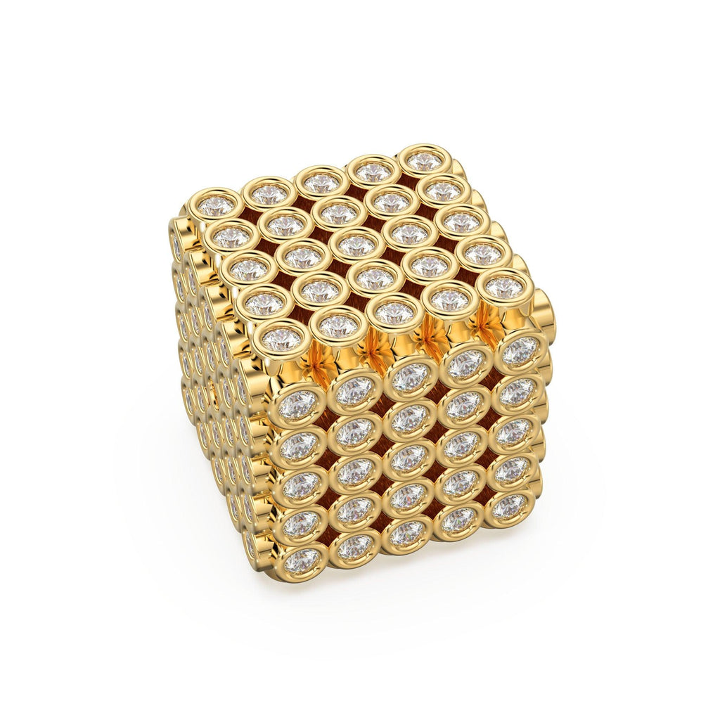 Diamond Bezel Cube Heavy and Sturdy 14k 18k Solid Gold Spacer Finding Bead, Diamond Spacer, Diamond Finding, Solid Gold Bead 10.50mm - Jalvi & Co.