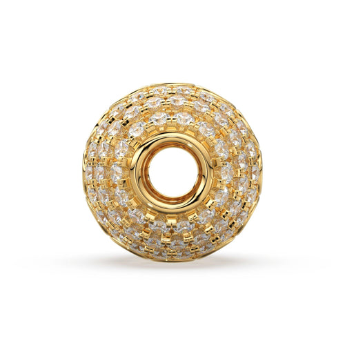 Diamond Bezel Hefty Oval 14k 18k Solid Gold Spacer Finding Bead, Diamond Spacer, Diamond Finding, Solid Gold Bead 8.75mm - Jalvi & Co.