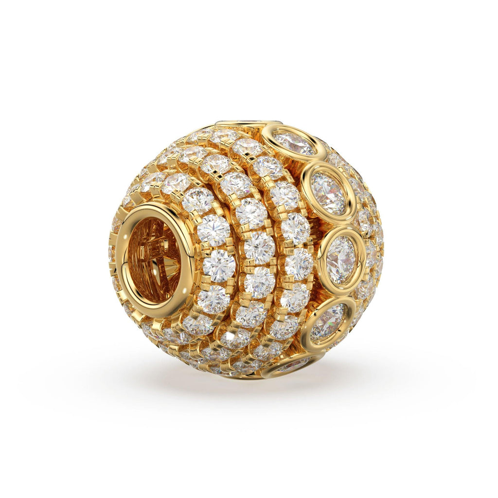 Diamond Bezel Hefty Oval 14k 18k Solid Gold Spacer Finding Bead, Diamond Spacer, Diamond Finding, Solid Gold Bead 8.75mm - Jalvi & Co.