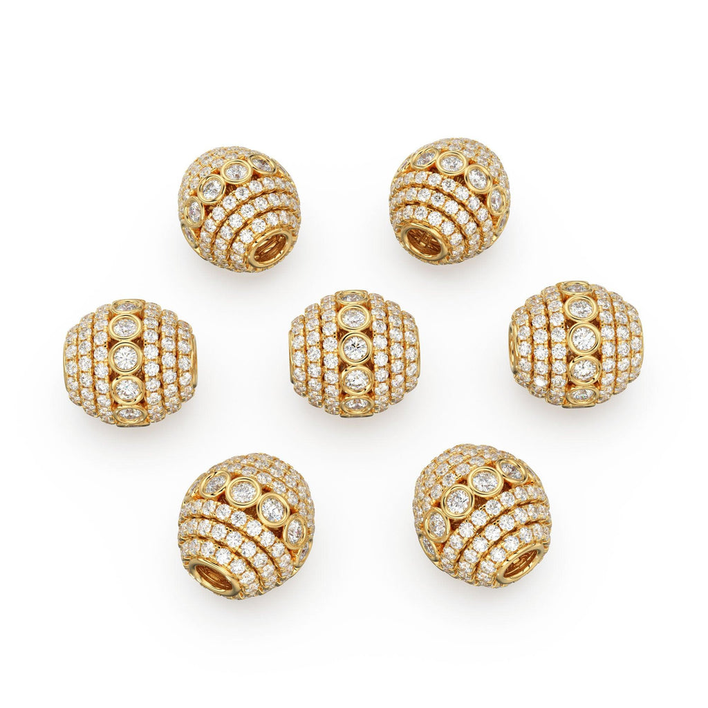 Diamond Bezel Hefty Oval 14k 18k Solid Gold Spacer Finding Bead, Diamond Spacer, Diamond Finding, Solid Gold Bead 8.75mm - Jalvi & Co.