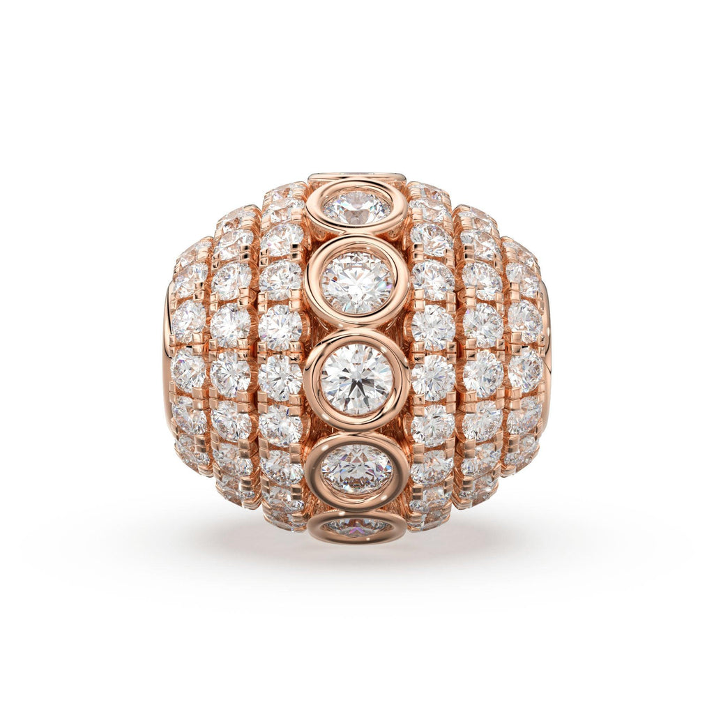 Diamond Bezel Hefty Oval 14k 18k Solid Gold Spacer Finding Bead, Diamond Spacer, Diamond Finding, Solid Gold Bead 8.75mm - Jalvi & Co.