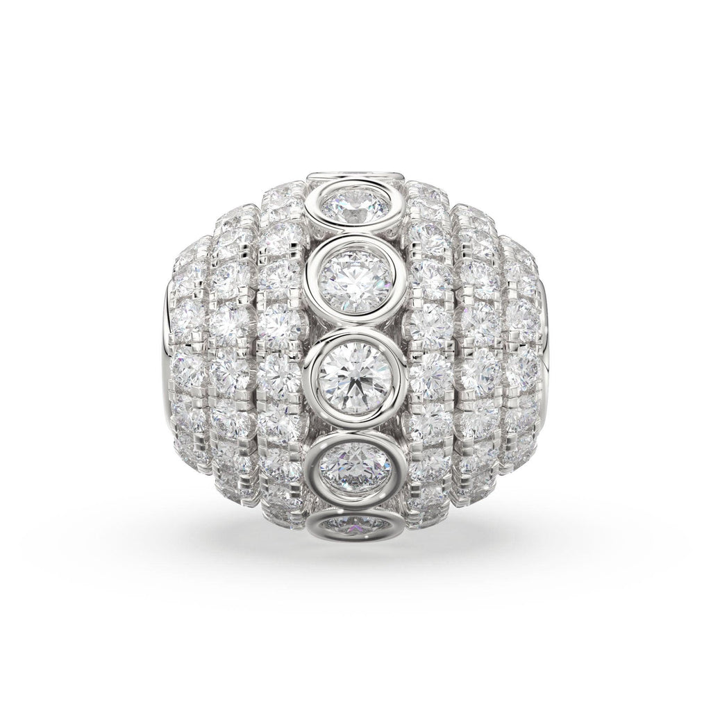 Diamond Bezel Hefty Oval 14k 18k Solid Gold Spacer Finding Bead, Diamond Spacer, Diamond Finding, Solid Gold Bead 8.75mm - Jalvi & Co.