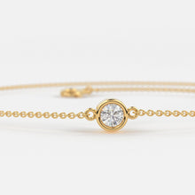 Load image into Gallery viewer, Diamond Bracelet / 14k Gold Bezel Setting Diamond Bracelet for Women / Brilliant Cut Solitaire Diamond Bracelet 0.05Ct / Charm Bracelet - Jalvi &amp; Co.