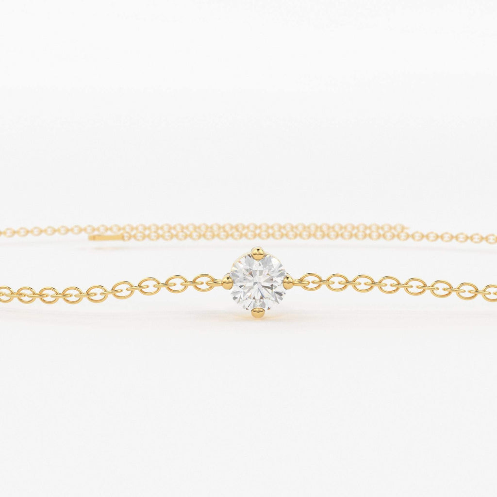 Diamond Bracelet / 14k Gold Prong Setting Diamond Bracelet for Women / Brilliant Cut Solitaire Diamond Bracelet 0.05Ct / Christmas Gift - Jalvi & Co.