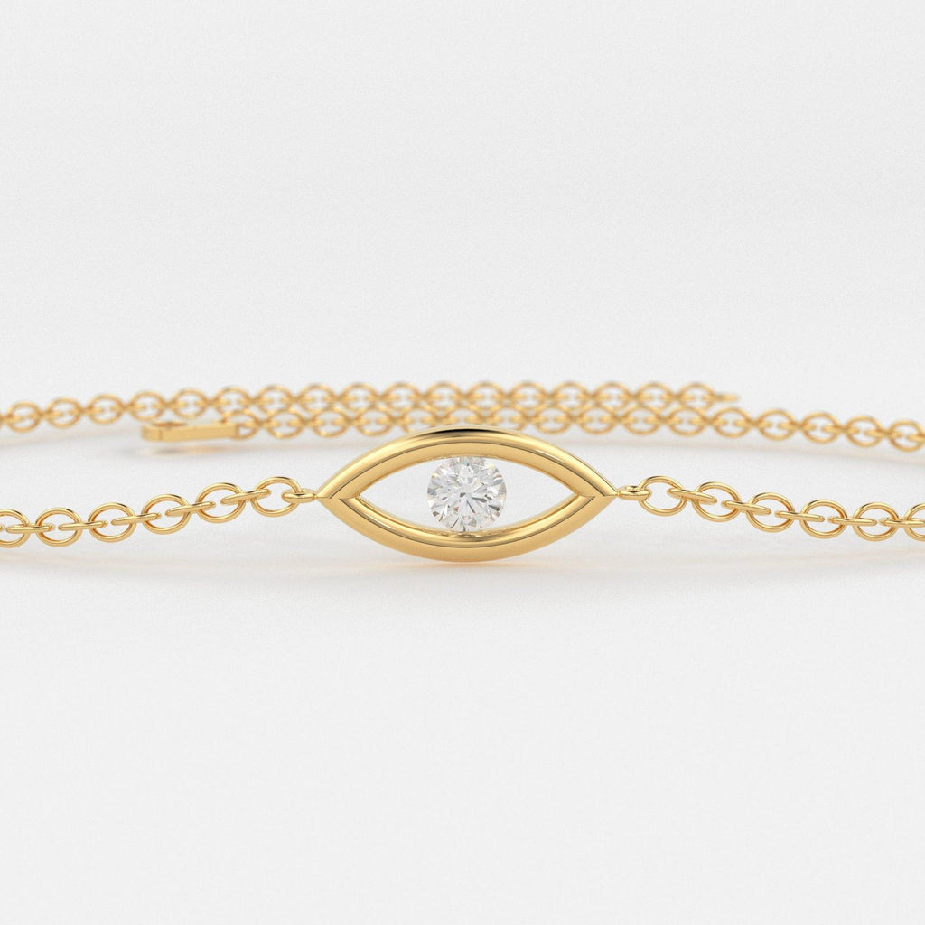 Diamond Bracelet / Evil Eye Diamond Bracelet in 14k Gold / Good Luck Charm Bracelet / Friendship Bracelet / Protection Charm / Charm Jewelry - Jalvi & Co.