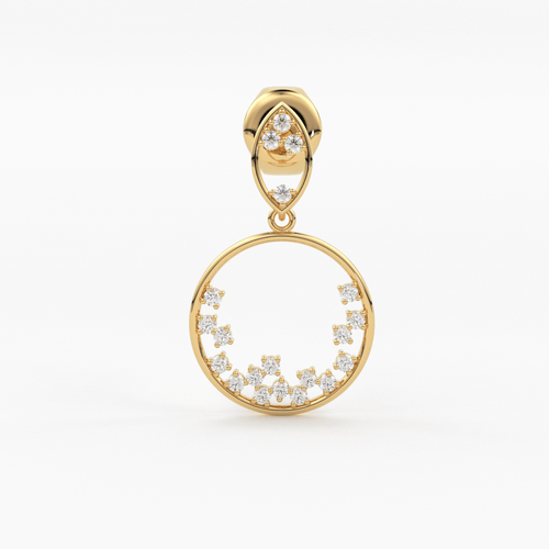 Diamond Circle Earrings/ Diamond Earrings in 14k Solid Gold / Designer Diamond Earrings/ Stud Earrings/ Statement Diamond Studs / Gift - Jalvi & Co.