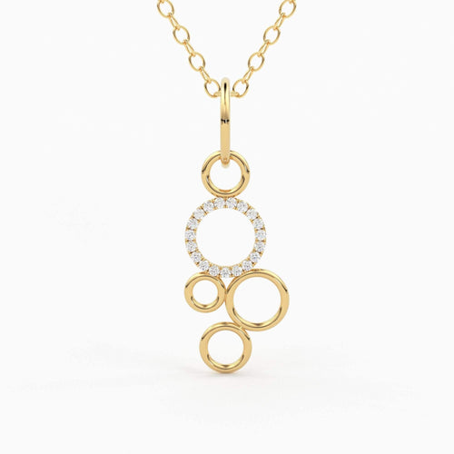 Diamond Circle Necklace / 14k Gold Mini Diamond Circle/ Open Circle Necklace / Layering Diamond Necklace/ Bridesmaid Gift / Sun Jewelry - Jalvi & Co.