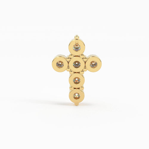 Diamond Cross Necklace / 14k Diamond Diamond Cross Pendant / Diamond Cross with Brilliant Diamonds 0.42 ctw / Communion Gift / Baptism Gift - Jalvi & Co.