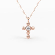 Load image into Gallery viewer, Diamond Cross Necklace / Tiny Diamond Cross Pendant / 14k Gold Cross Necklace / Small Diamond Cross / Baptism Gift / Christmas Gift - Jalvi &amp; Co.