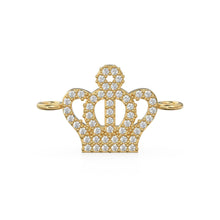 Load image into Gallery viewer, Diamond Crown Connector / Gold Diamond Crown / King Pave Charms / 14k Gold Christmas Charms / 18k Gold Crown pendant / Earrings Bracelet - Jalvi &amp; Co.