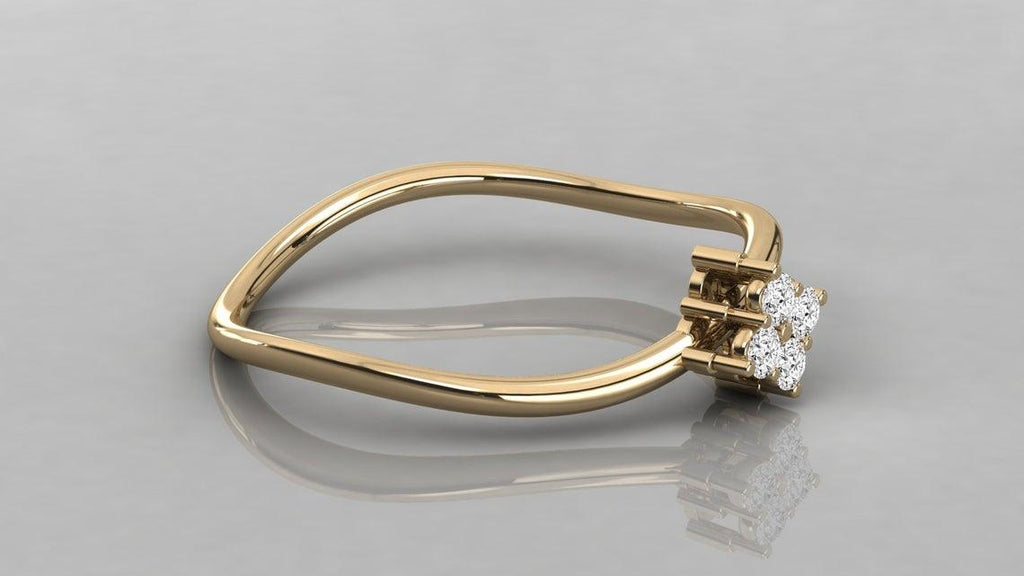 Diamond Curved Band in 14k Gold / Diamond Ring / Simple Thin Gold Band White Diamond Ring / Diamond Prong Set Wedding Band - Jalvi & Co.