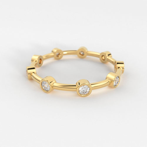 Diamond Eternity Band / 14k Gold Bezel Setting Round Cut Full Eternity Diamond Ring / Stackable Anniversary Band / Infinity Band - Jalvi & Co.
