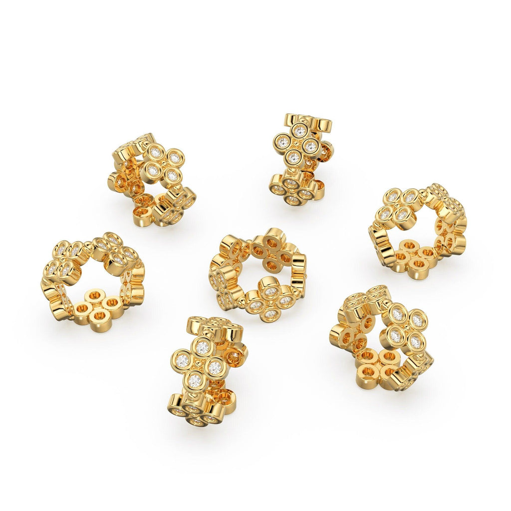 Diamond Eternity Bezel Set Solid 14k 18k Gold Bead 9mm Spacer / Diamond Spacer Bead / Solid Gold Finding / Jewelry Making Essential - Jalvi & Co.