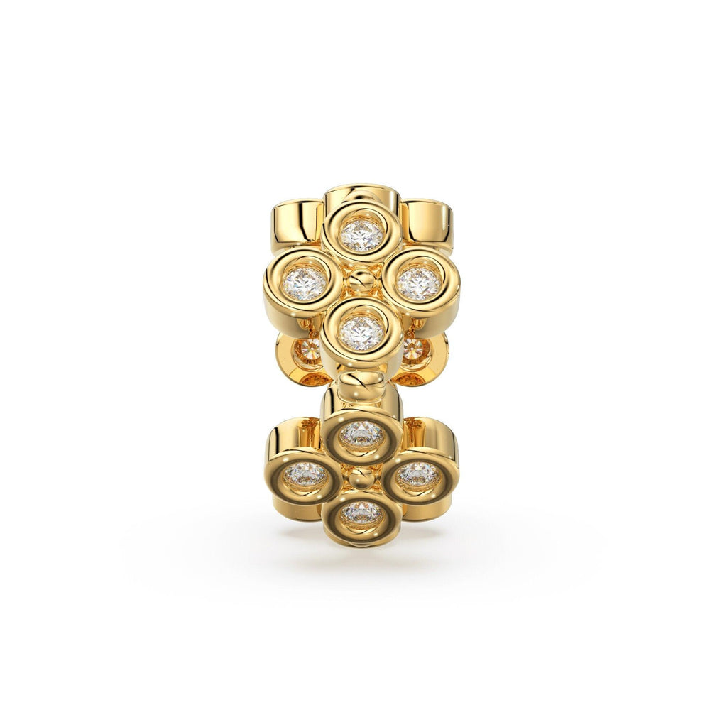 Diamond Eternity Bezel Set Solid 14k 18k Gold Bead 9mm Spacer / Diamond Spacer Bead / Solid Gold Finding / Jewelry Making Essential - Jalvi & Co.