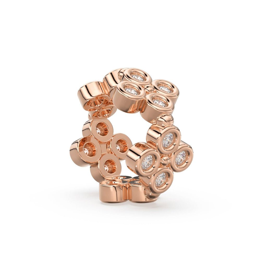 Diamond Eternity Bezel Set Solid 14k 18k Gold Bead 9mm Spacer / Diamond Spacer Bead / Solid Gold Finding / Jewelry Making Essential - Jalvi & Co.