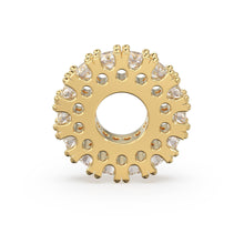 Load image into Gallery viewer, Diamond Eternity Milgrain Wheel 14k Solid Gold Rondelle Spacer Finding Bead, Diamond Spacer, Diamond Finding, Solid Gold Bead 5mm - Jalvi &amp; Co.