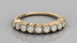 Diamond Eternity Ring / 14k Gold Milgrain Bezel Setting Half Eternity Diamond Wedding Band / Art Deco Diamond Eternity Ring