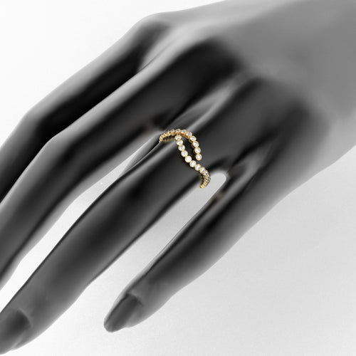 Diamond Eternity Ring, 14k Wedding Band for Her, Eternity Ring, Thin Diamond Band, Bezel Setting Eternity Band, Bypass Bezel Eternity Ring - Jalvi & Co.