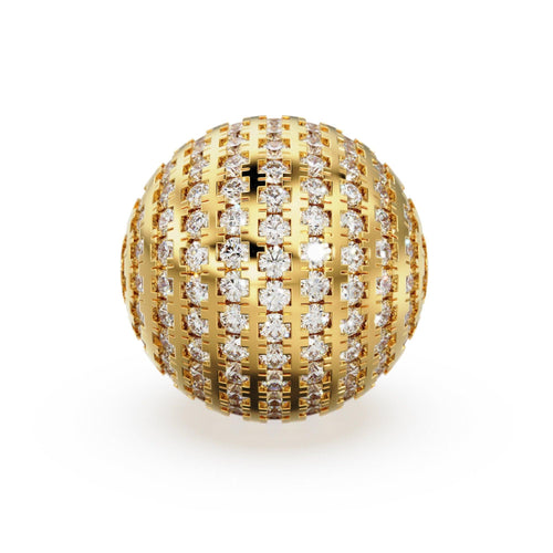 Diamond French Pave Setting Round 16mm Spacer Beads / 14k 18k Solid Gold Bead / Diamond Gold Spacer / Handmade Pave Diamond 16mm BeadsSALE - Jalvi & Co.