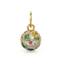 Load image into Gallery viewer, Diamond Gemstone Pave Setting Charm / 14k 18k Solid Gold Charm / Gold Jewelry / Sapphire Solid Gold Pendant / Ruby Ball Charm Necklace - Jalvi &amp; Co.