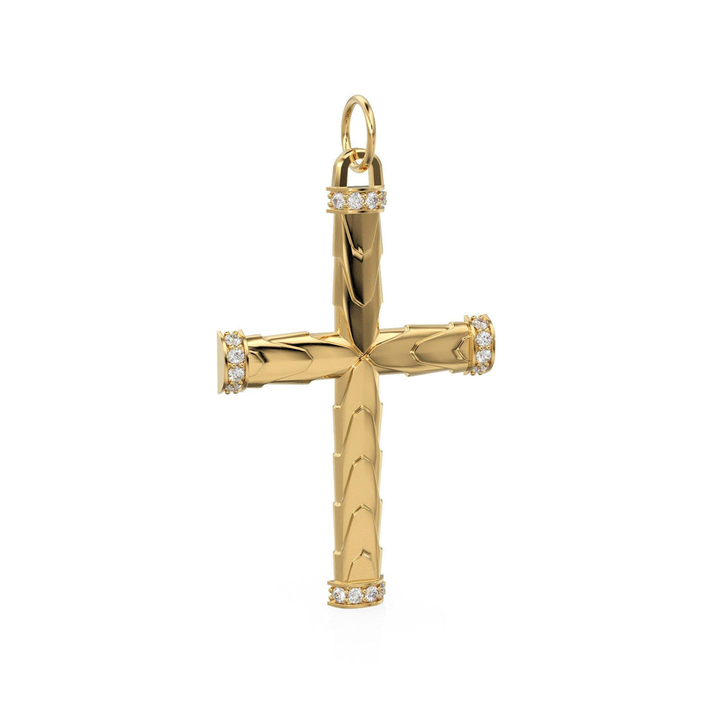 Diamond Holy Cross 14k 18k Solid Gold Charm Pendant, Jesus Diamond Charm, Gold Charm Diamond Finding, Christianity Solid Gold Pendant - Jalvi & Co.