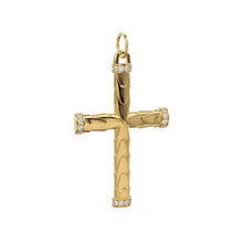 Load image into Gallery viewer, Diamond Holy Cross 14k 18k Solid Gold Charm Pendant, Jesus Diamond Charm, Gold Charm Diamond Finding, Christianity Solid Gold Pendant - Jalvi &amp; Co.