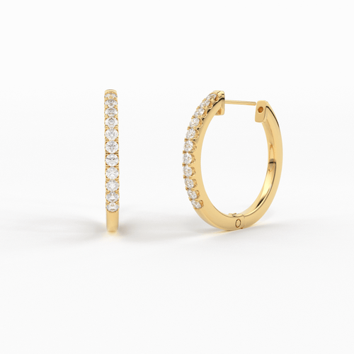 Diamond Hoop Earrings / Diamond Huggies / 14k Solid Gold Huggie Earrings / Tiny Hoop Earrings / 10MM Diamond Hoop Earrings / Gift For Her - Jalvi & Co.