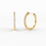 Diamond Hoop Earrings / Diamond Huggies / 14k Solid Gold Huggie Earrings / Tiny Hoop Earrings / 10MM Diamond Hoop Earrings / Gift For Her