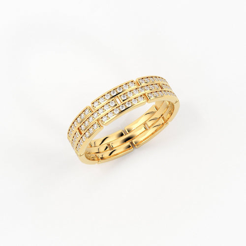 Diamond Link Full Eternity Ring / 18k Gold Stacking Diamond Wedding Band / Diamond Band / Stackable Ring / 6mm Diamond Anniversary Ring - Jalvi & Co.