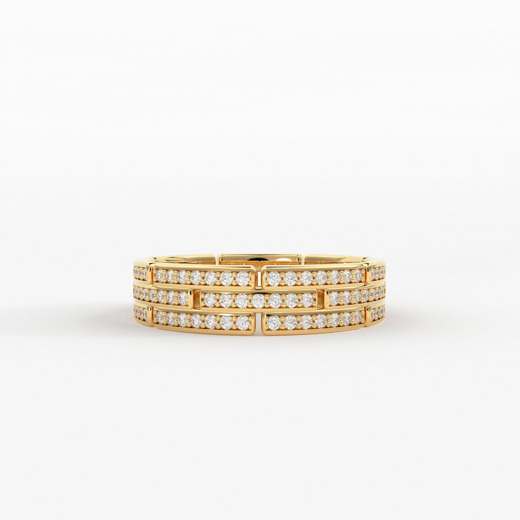 Diamond Link Full Eternity Ring / 18k Gold Stacking Diamond Wedding Band / Diamond Band / Stackable Ring / 6mm Diamond Anniversary Ring - Jalvi & Co.