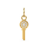 Diamond Lock Key Solid Gold 14k 18k Charm Pendant / Solid Gold Charm / Key Pendant / Diamond Charm