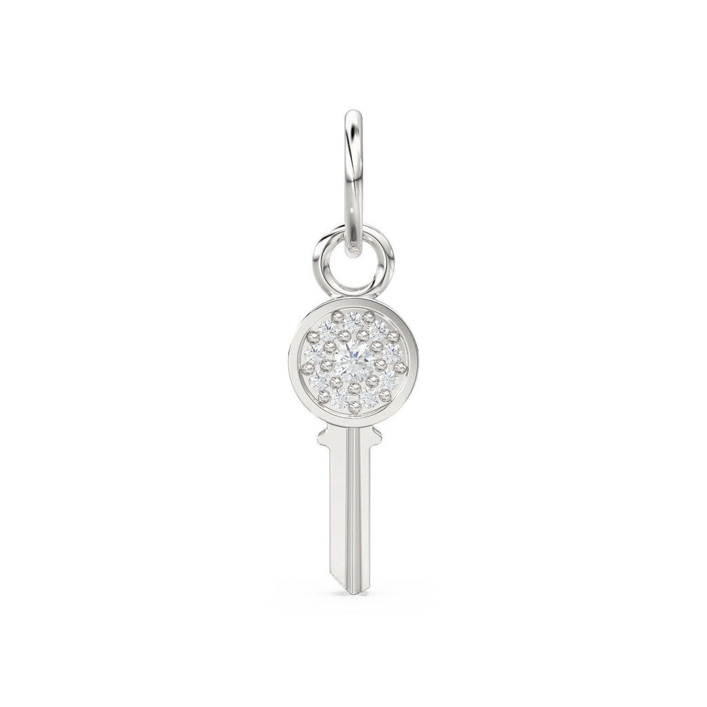 Diamond Lock Key Solid Gold 14k 18k Charm Pendant / Solid Gold Charm / Key Pendant / Diamond Charm - Jalvi & Co.