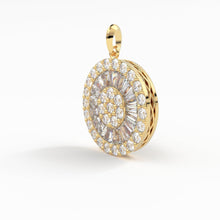 Load image into Gallery viewer, Diamond Necklace / 14k Gold Baguette Diamond Disc Cluster Necklace / Baguette Diamond Necklace / Diamond Cluster Pendant / Unique Necklace - Jalvi &amp; Co.