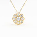 Diamond Necklace / 14k Gold Floral Diamond Pendant / Floral Cluster Diamond Necklace / Minimalist Diamond Flower / Cluster Diamond Necklace